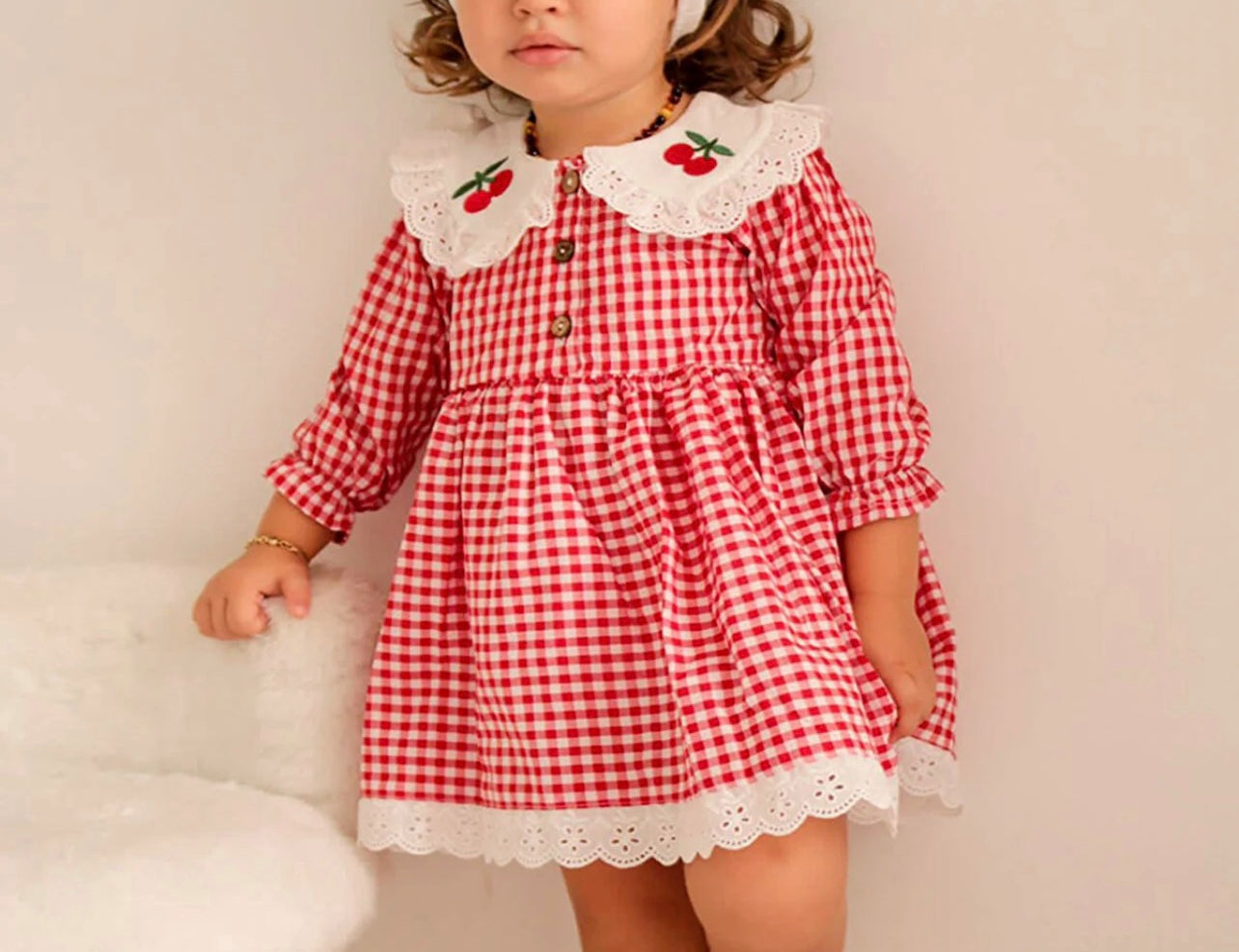 Cherry Detailed Ruffle Dress